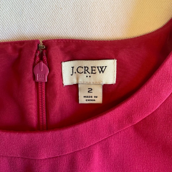 J. Crew Sleeveless Sheath Dress Sz 2 Midi Knee Length Hot Pink Barbiecore Office - Picture 5 of 10